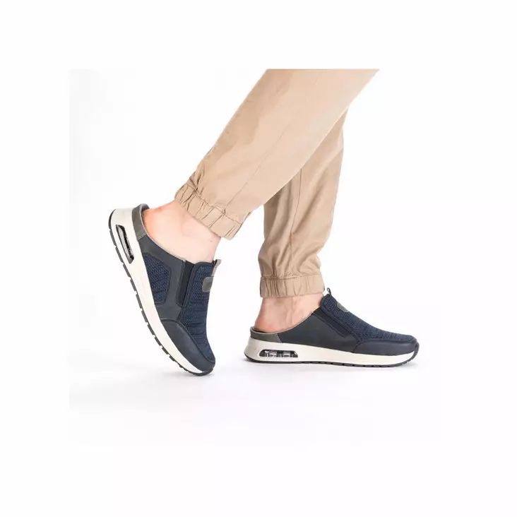 Rieker Herren Echtleder Schnürhalbschuh blau